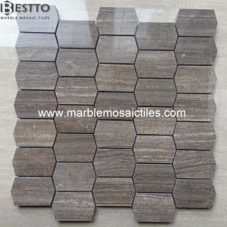 Hexagonal Coffee Wood Mosaic Tiles