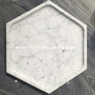 White Carrara Hexagon Tray Suppliers