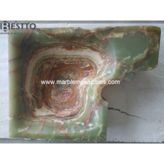 Green Onyx Round Polished sink washbasin for bathroom  BESTTO STONE can offer various of hand carved bathroom stone sinks & basins...  1). Material: Granite, marble, onyx, basalt, travertine, limestone, sandstone etc... 2). Size & Shape: Dia 400x120m