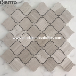 White wood marble Arabesque Mosaic tiles Online
