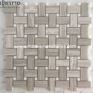 White Wood Basketweave mosaic Manufacturers