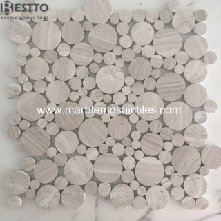 Top Quality White wood Marble Bubble Mosaic tiles