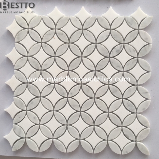 Thassos White and White Carrara Flower Mosaic Tile Manufacturers