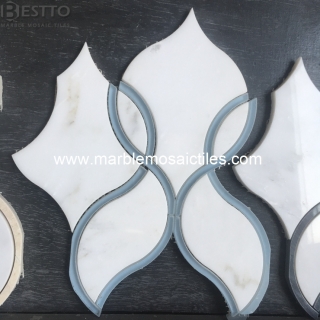 Hot Sale New Statuary White Marble and Glass Mosaic