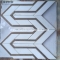 Thassos White marble and brass metal mosaic