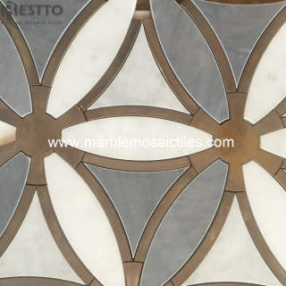 Hot Sale Carrara white, Bardiglio Grey and brass metal