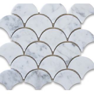 White Carrara Fan Mosaic Tiles Online